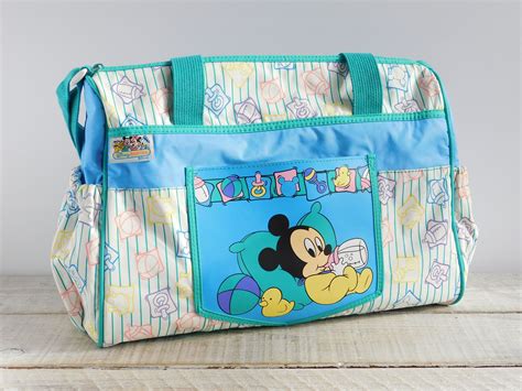 Vintage Disney Babies Diaper Bag ~ Baby Mickey Mouse Vinyl Tote ~ Retro
