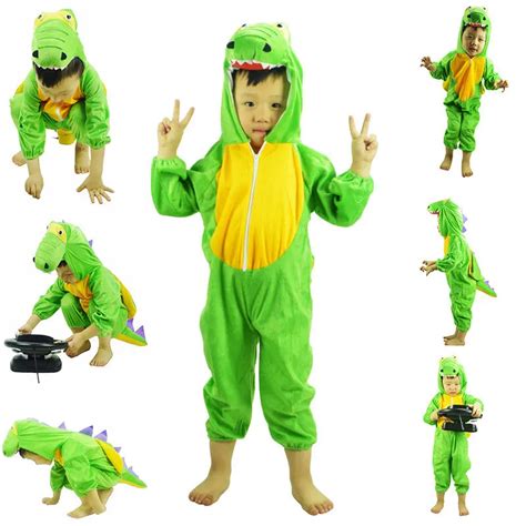 1 Pc Kids Animals Cosplay Green Dinosaur Onesie Pajamas Cartoon