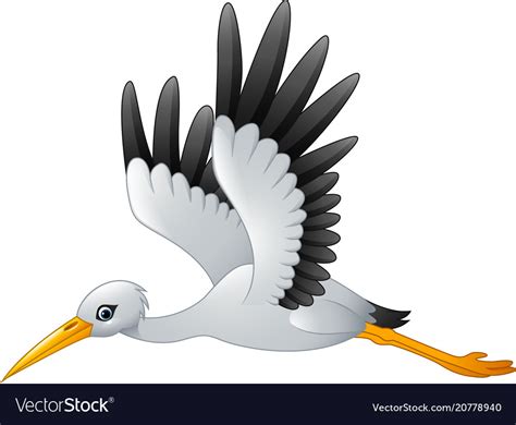 Cartoon Stork Flying Royalty Free Vector Image