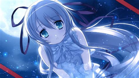 1054437 Night Long Hair Anime Anime Girls Blue Eyes Open Mouth