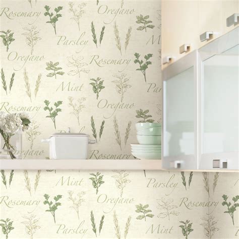 Herbs Food Wallpaper by Brewster Home Fashions $1.57/sq ft | Kitchen