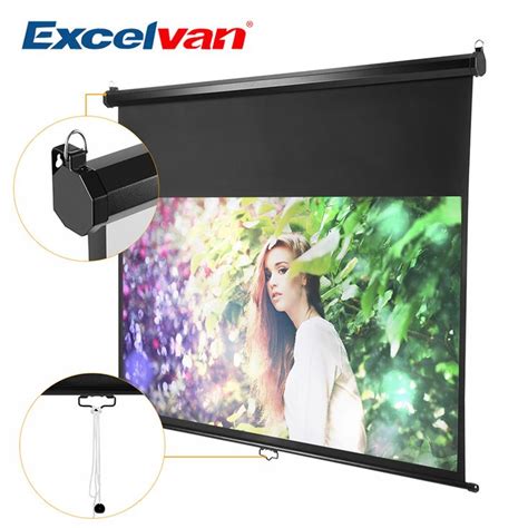 excelvan 100 inch diagonal 16 9 ratio 1 2 gain manual pull down projection projector screen