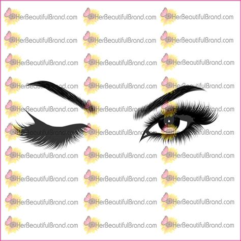 Full Winking Lashes Logo Lashes Eyes Eyebrows Eyelash Etsy