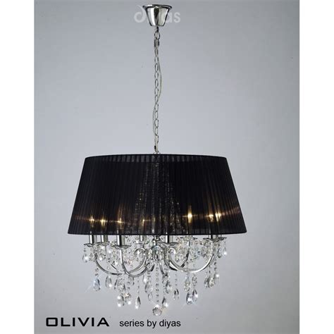 Olivia Pendant 8 Light Polished Chromecrystal With Black Shade