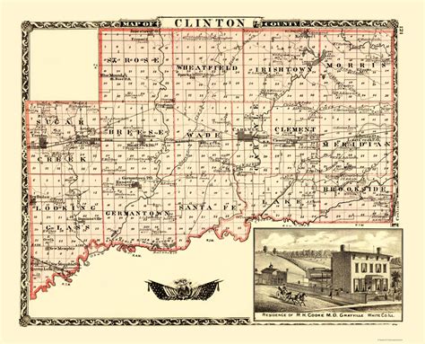 Old County Maps Clinton County Illinois Landownwer Il By Warner
