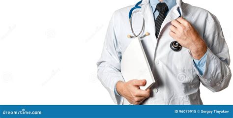Closeup Male Doctor With Stethoscope Healthcare Medicine Concept Stock