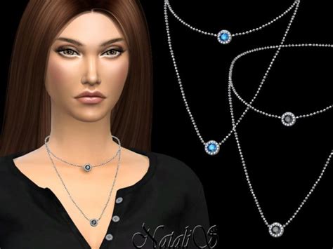 The Sims Resource Diamond Halo Layered Necklace By Natalis • Sims 4