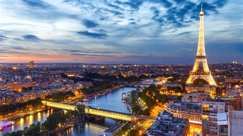 Bilder Paris Eiffelturm Frankreich Himmel Abend Von Oben 3840x2160
