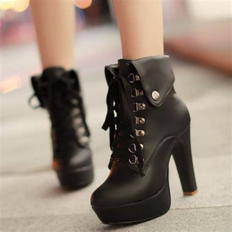 Women Platform Ankle Boots High Heels Lace Up Fashion Sexy