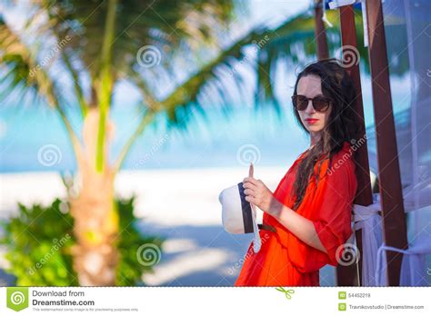 Young Beautiful Woman On Tropical Beach Vacation Stock Image Image Of