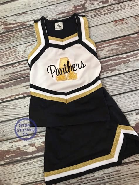 Black Gold Cheer Uniform Cheer Outfits Cheerleading Uniforms Cheer