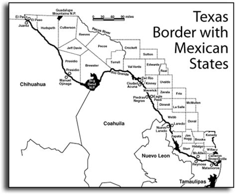 Map Of Texas Mexico Border Towns Coastal Map World