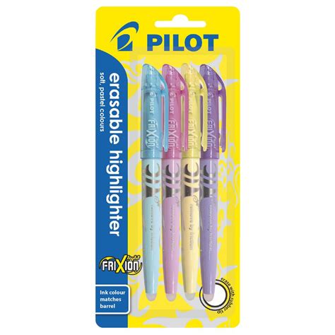 Pilot Frixion Highlighters Pastel 4 Pack Officeworks