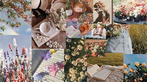 Spring Aesthetic Collage Wallpaper In 2023 Spring Desktop Wallpaper