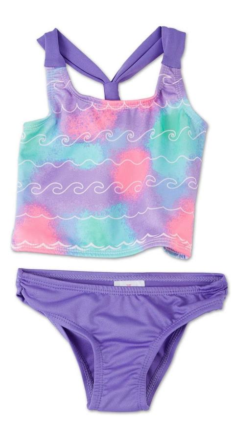 Toddler Girls 2 Pc Tie Dye Wave Swimsuit Purple Burkes Outlet