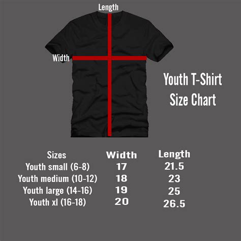 Youth T Shirt Size Chart