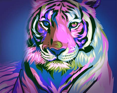 Tiger In Colors Drawing By Mopssy Stopsy Fine Art America