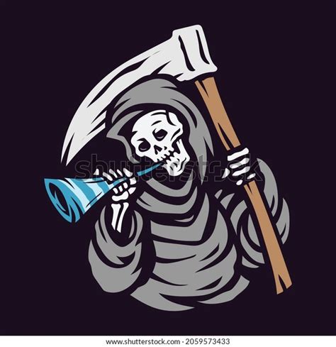 Skull Grim Reaper Blow Trumpet Holding Stock Vector Royalty Free