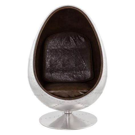 Designer Metal And Leather Egg Chair Silver