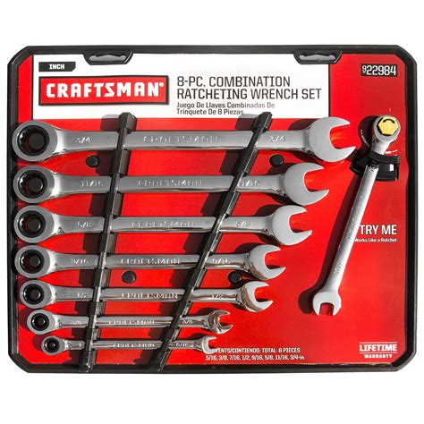 Craftsman 8 Pc Standard Combination Ratcheting Wrench Set 22984 Ebay
