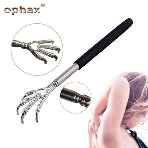 Ophax Practical Handy Stainless Bear Claw Back Scratcher Pen Clip Back Scratcher Telescopic