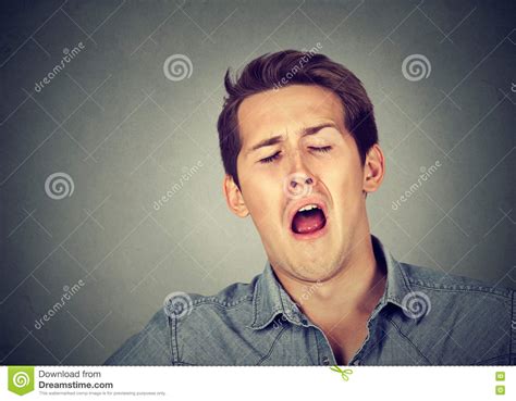 Sleepy Man Yawning Sleep Deprivation Stock Image Image Of Adult