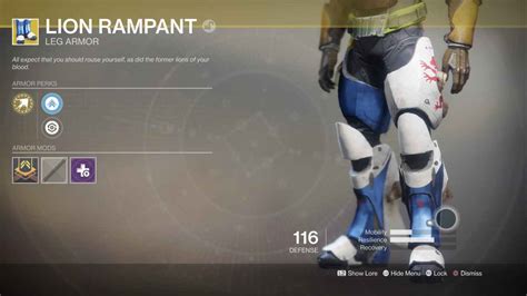 Destiny 2 Exotic Gear Lion Rampant Titan Leg Armor