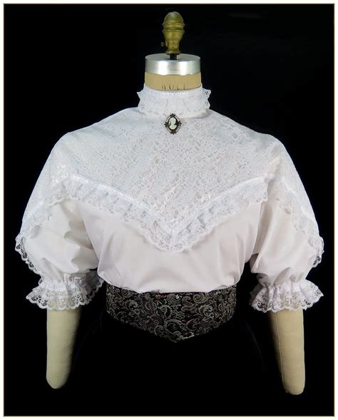 Victorian Broadcloth And Lace Short Sleeve Blouse Etsy Victorian