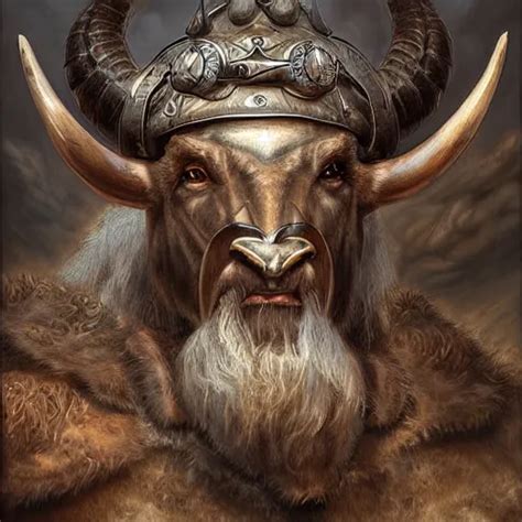Digital Painting Of An Minotaur As A Viking King By Stable Diffusion