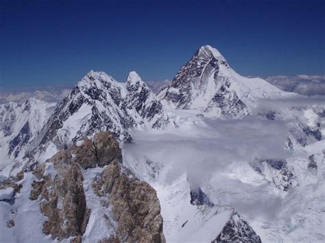 K2 And Broad Peak From Gasherbrum Ii Tibet Gasherbrum Ii Nepal Mount