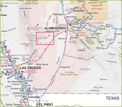 White Sands Area Road Map