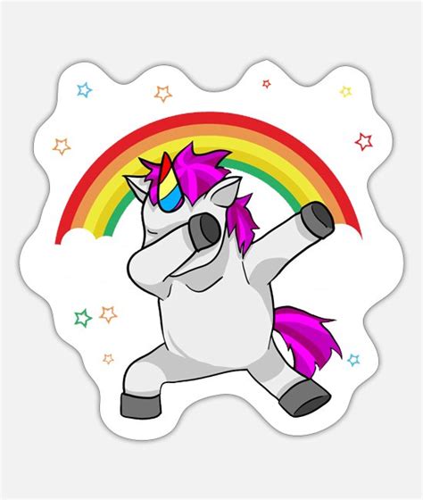 Dabbing Unicorn Funny Dab Dance Rainbow Sticker Spreadshirt