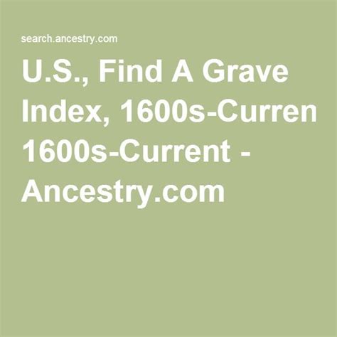 Us Find A Grave Index 1600s Current Find A Grave Index Ancestrycom