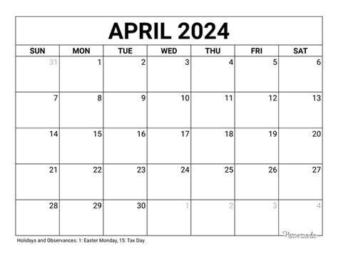 Calendar For The Month Of April 2024 Bamby Carline