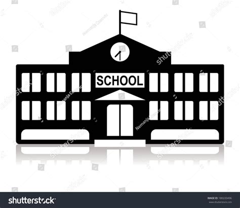 School Building Black White Stock Vector Royalty Free 180220496