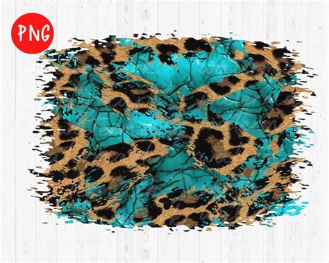 Leopard Print And Turquoise Stone Background Sublimation Png Etsy