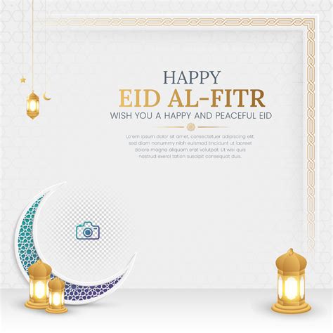 Eid Mubarak Arabic Islamic Social Media Post Design With Arabesque