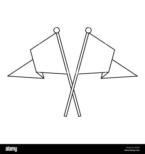 two crossed flags icon in outline style on a white background vector illustration stock vector
