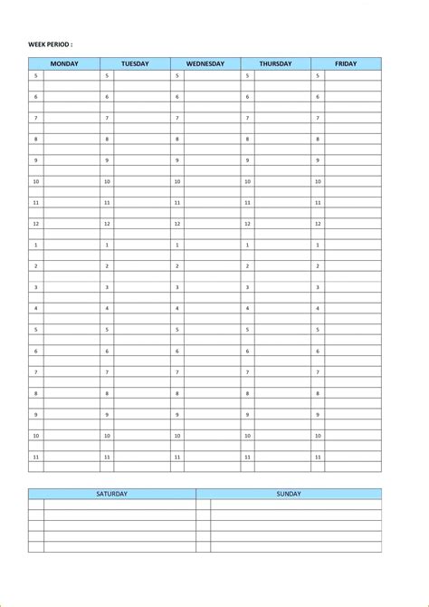 Printable 15 Minute Schedule Template