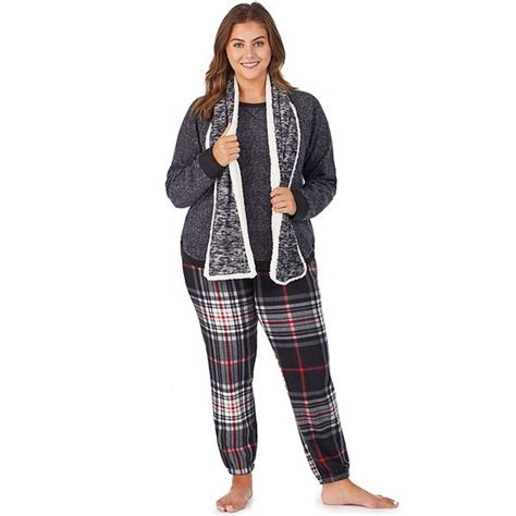 Plus Size Cuddl Duds 3 Piece Fleece Pajama Set