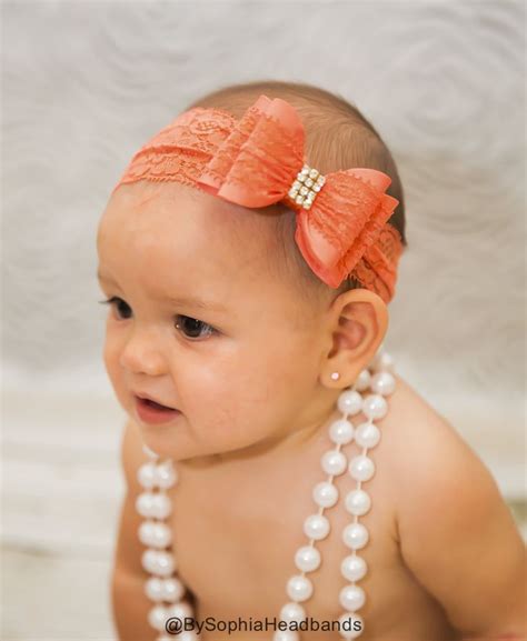 Coral Big Bow Headband Coral Baby Headband Newborn Headband Etsy