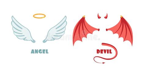 Nobody Angel And Devil Suit Innocent And Mischief Vector Symbols Stock