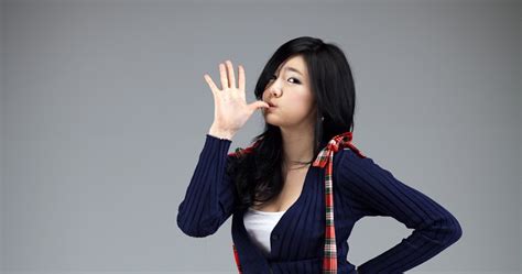 Beauty Korean Female Artist Han Ga Eun With Blue Shirts