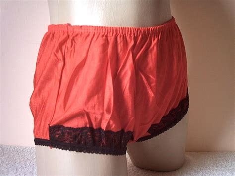 ladies sheer red nylon full cut pinup brief panties frilly knickers large ebay