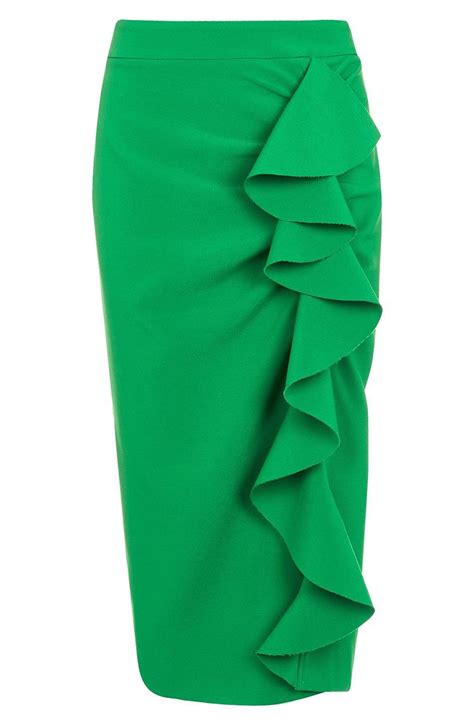 Main Image Topshop Ruffle Pencil Skirt Womens Pencil Skirts Green