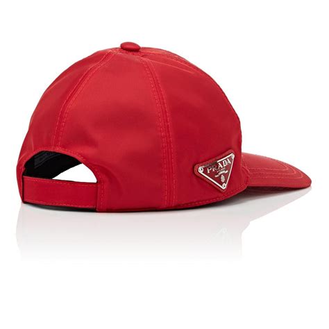 Prada Synthetic Logo Twill Baseball Cap In Red Lyst