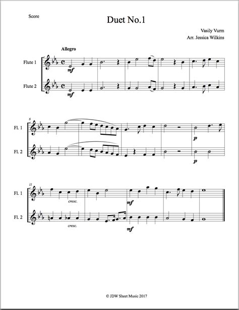 10 Easy Flute Duets Digital Download Jdw Sheet Music