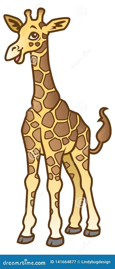 Cartoon Drawing Of A Cute Baby Giraffe Stock Vector Illustration Of
