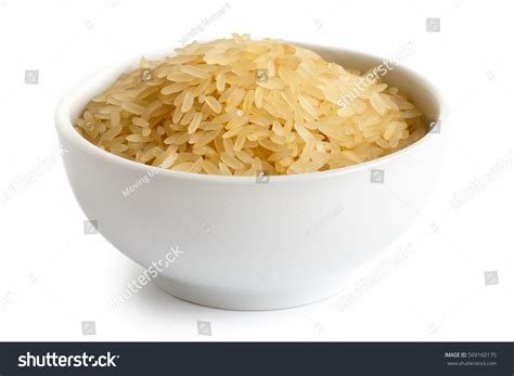 Bowl Long Grain Parboiled Rice Isolated Stock Photo 509160175