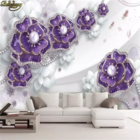 Beibehang Custom Photo Mural Wallpapers For Living Room Embossed Purple